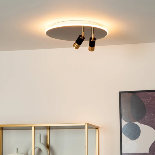 Lucide JUBEL - Plafonnière - Ø 40 cm - LED - CCT - 2500K/3000K - Zwart chroom - sfeer 1